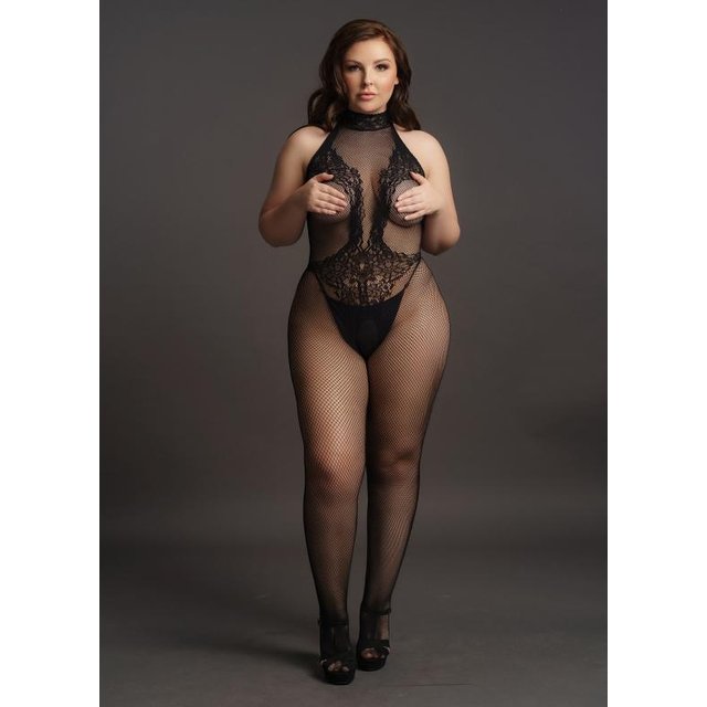 Combinaison résille + dentelle noire Formes généreuses 2