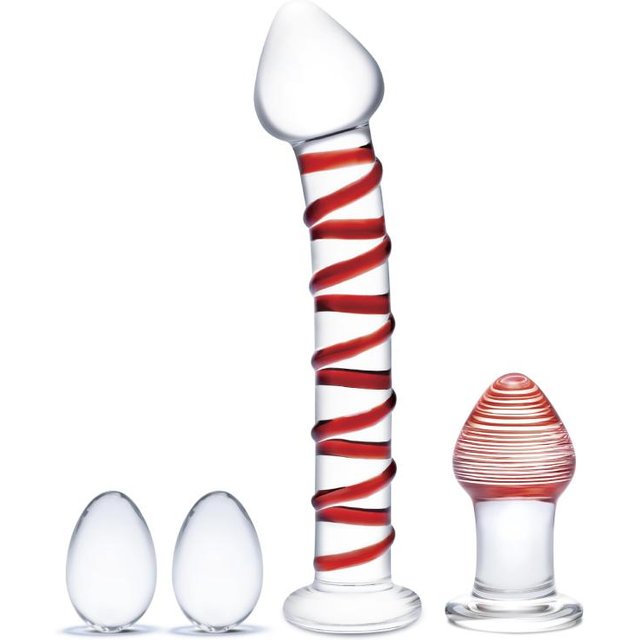 Glas - Mr. Swirly 4 pc Set with Glass Kegel Balls & Butt Plu