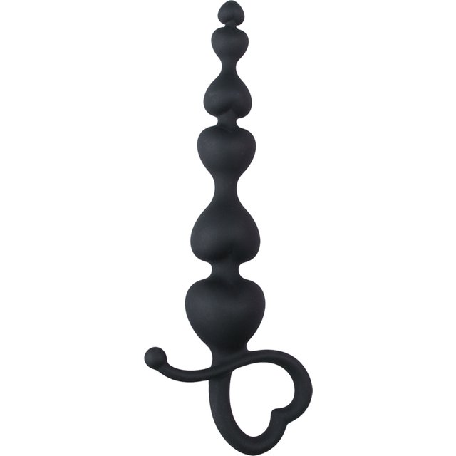 EasyToys - Perles anales avec poignée en forme de cœur - Noir