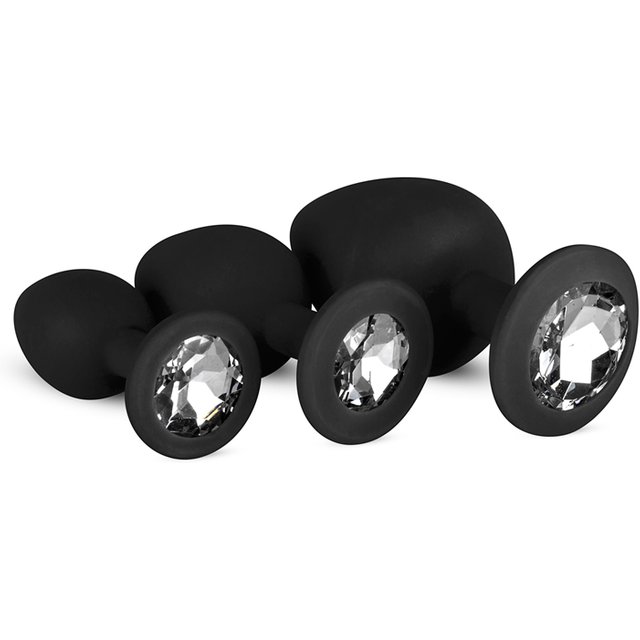 EasyToys - Lot de 3 plugs anaux avec diamant - Noir