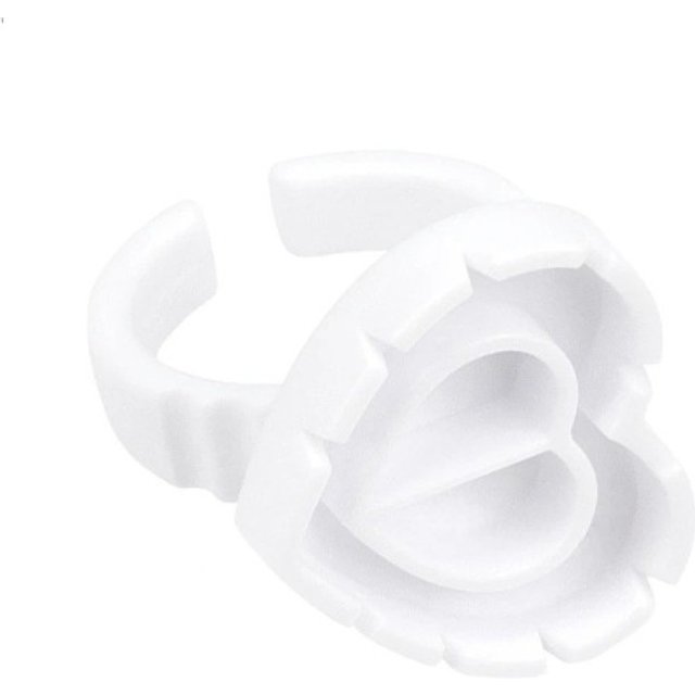100szt Plastikowe pierścienie na klej w kształcie serca 2,3 x 1,3 cm Jednorazowe uchwyty na rzęsy i pigmenty Wietrzny kubek Narzędzia biały