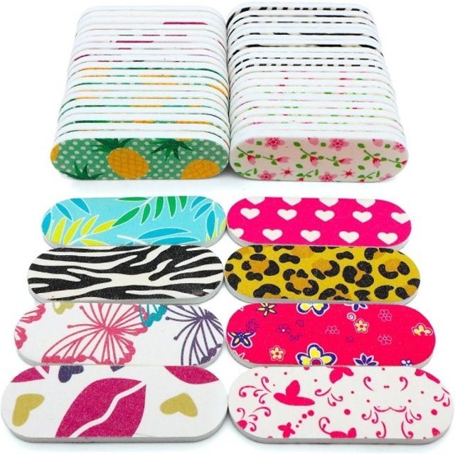 50 szt. Pilnik do paznokci 6 x 1,9 cm Mix wzorów Papier ścierny Gąbka EVA Mini jednorazowy pilnik Manicure pedicure Salon