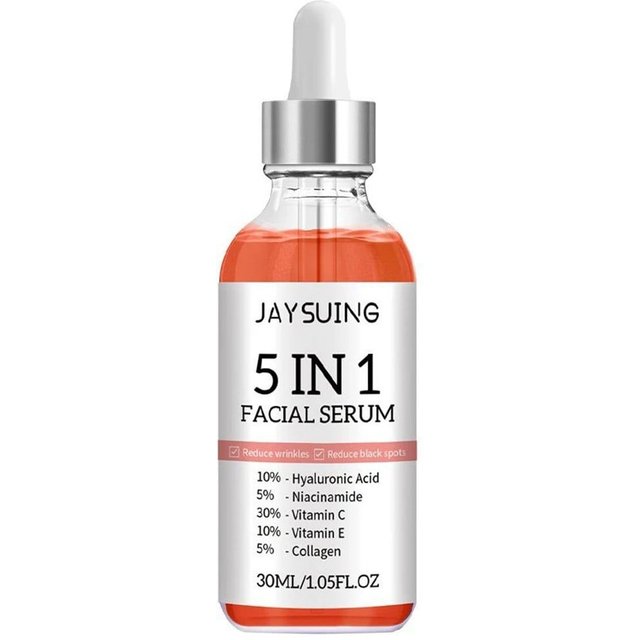 5w1 serum do twarzy 30 ml z 30% witaminą C 5% niacynamidem 10% kwasem hialuronowym Witamina E 10% Kolagen 5% Pielęgnacja nawilżająca