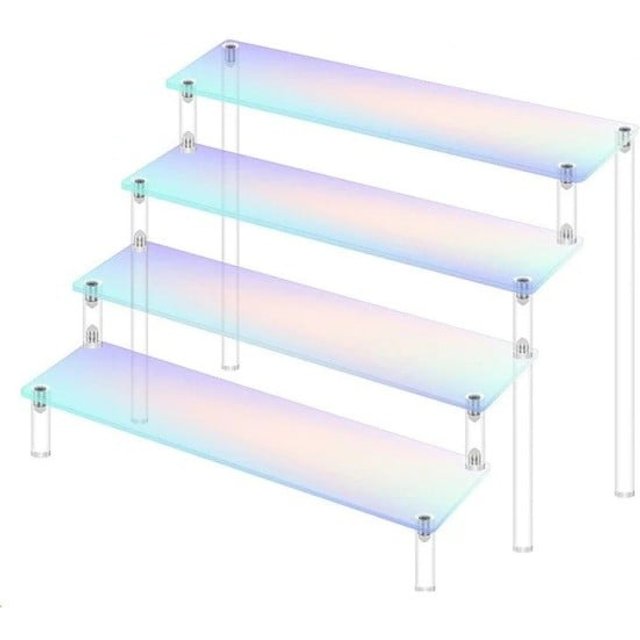 Acrylständer 4 Ebenen 40 × 8 × 26 × 20 cm rosa Organizer für Figuren Parfums Schmuck mehrstöckiges Regal zur Präsentation von Sammlerstücken