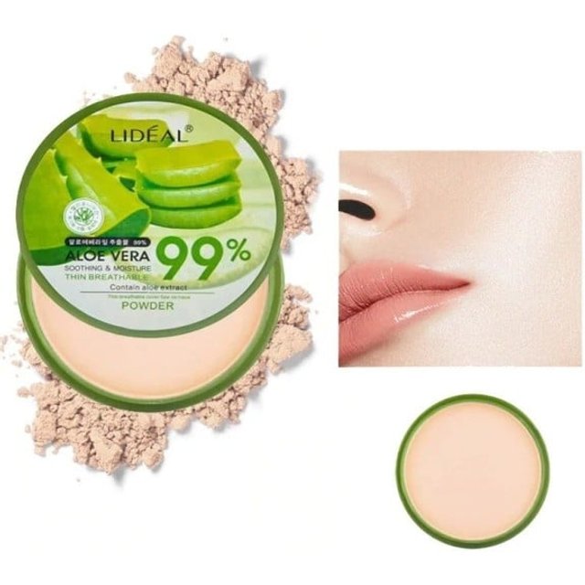 Aloe Vera Softening Powder Nawilżający wodoodporny puder do twarzy Matowy, sypki puder antypołyskowy Puder utrwalający makijaż Warm skin tone
