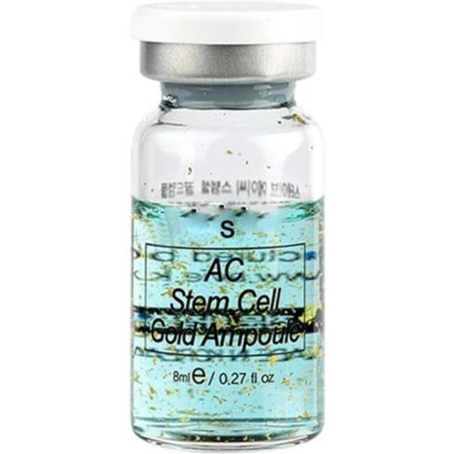 Ampułka AC Stem Cell Gold 8 ml do pielęgnacji problematycznej i wrażliwej cery skłonnej do trądziku i podrażnień, w szklanej buteleczce