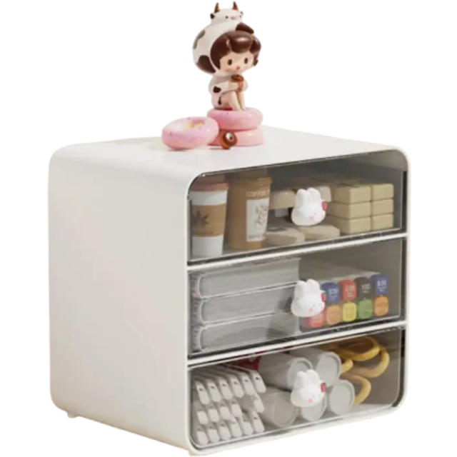 Aufbewahrungsgestell für Kosmetikartikel mit Schubladen 17,5 × 13 × 16,5 cm Kunststoff Organizer für Kosmetik und kleine Accessoires weiß