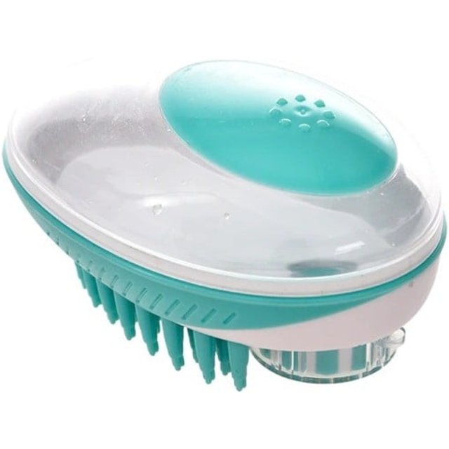 Bürste mit Shampoospender für Hunde türkis
