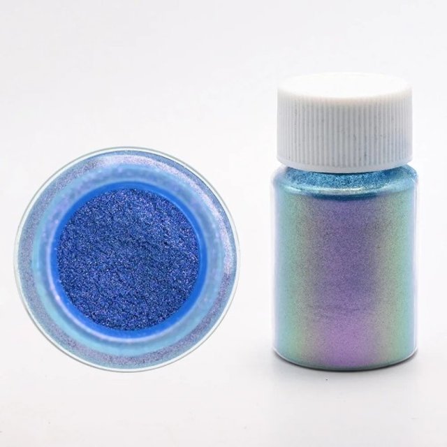 Chromowany perłowy puder do paznokci na efekt połysku i kreatywną manicure oraz nail art ciemnoniebieski