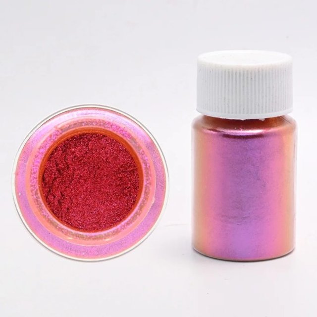 Chromowany perłowy puder do paznokci na efekt połysku i kreatywną manicure oraz nail art ciemny róż