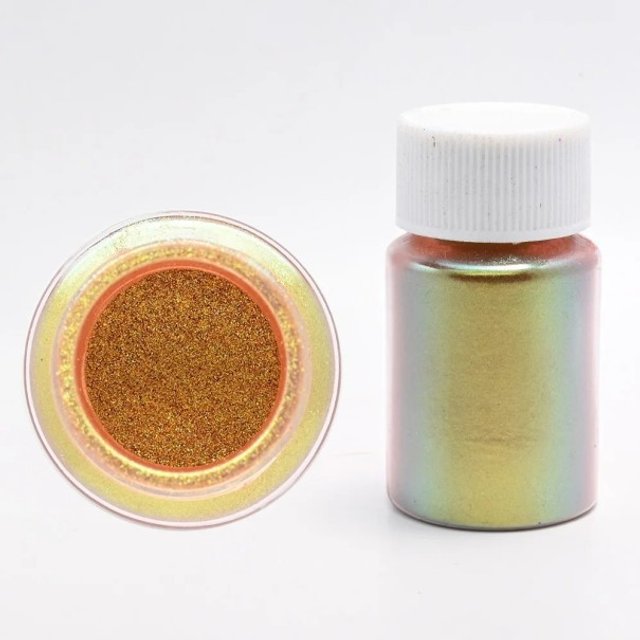 Chromowany perłowy puder do paznokci na efekt połysku i kreatywną manicure oraz nail art żółty
