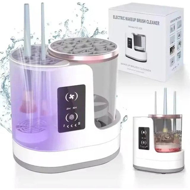 Elektroniczny czyścik pędzli do makijażu 3w1 suszenie dezynfekcja uchwyt 6W ABS dotykowe sterowanie do czyszczenia kosmetycznych pędzli