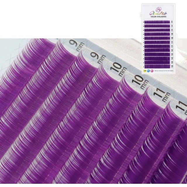 Kolorowe sztuczne rzęsy D skręt 8–14 mm grubość 0,07 mm Indywidualne rzęsy objętościowe do profesjonalnego przedłużania rzęs fioletowy