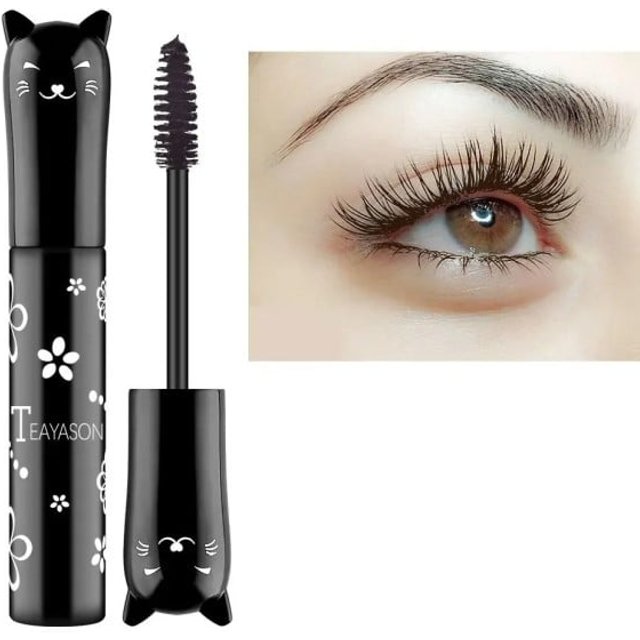 Kolorowy wodoodporny tusz do rzęs w kształcie kota Tusz do rzęs Cat Lash Extension Bold Color Mascara brązowy