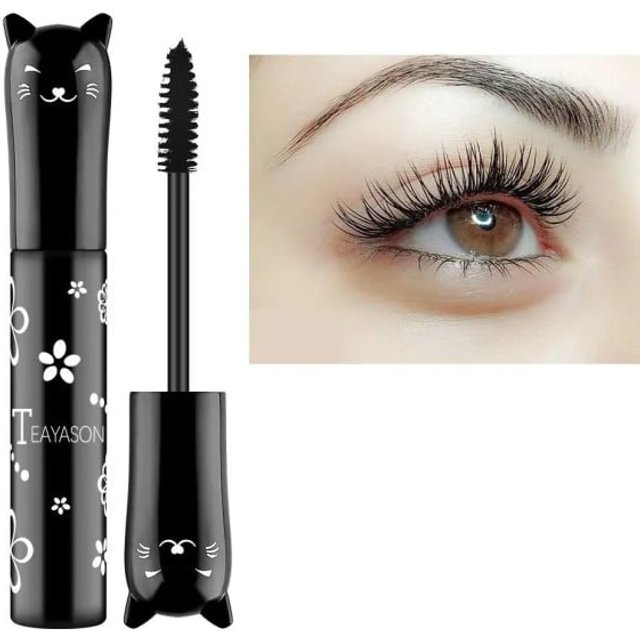 Kolorowy wodoodporny tusz do rzęs w kształcie kota Tusz do rzęs Cat Lash Extension Bold Color Mascara czarny