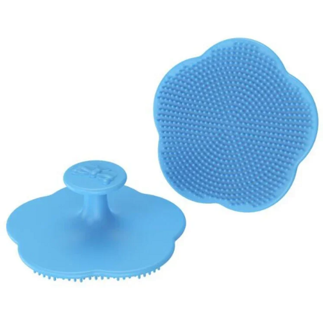 Kopfmassagegerät aus Silikon, 6,5 x 2,5 cm, weiche Bürste für die Haarpflege von Babys, Babyhautmassage, Neugeborenenköpfe blau