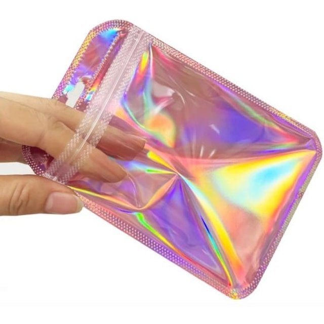Kosmetyczna holograficzna torebka 13 × 8,5 cm przezroczyste etui na kosmetyki, drobiazgi i biżuterię, podróżny organizer do torebki