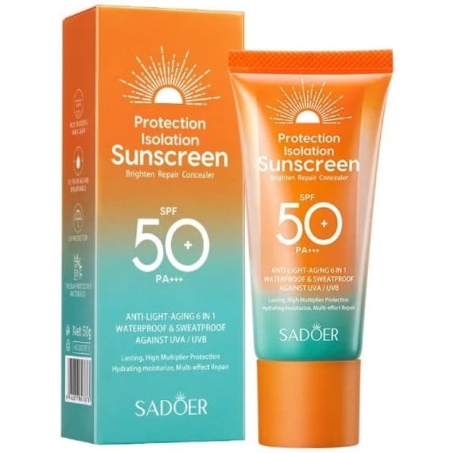 Krem przeciwsłoneczny do twarzy SPF 50+ PA+++ 50 g Wodoodporny i odporny na pot Ochrona przed UVA i UVB Pielęgnacja słoneczna