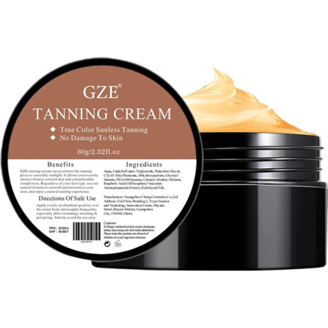 Letni opalający krem bronzer do twarzy i ciała 80 g w czarnym słoiczku dla naturalnego brązowego odcienia skóry bez słońca