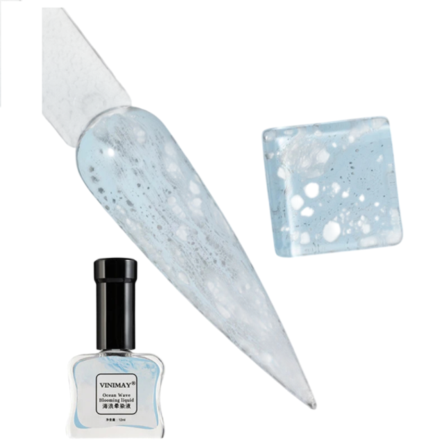 Marmurkowy tusz do paznokci 12ml ocean wave blooming lak do nail art do tworzenia wodnych marmurkowych i dymnych wzorów na manicure niebieski