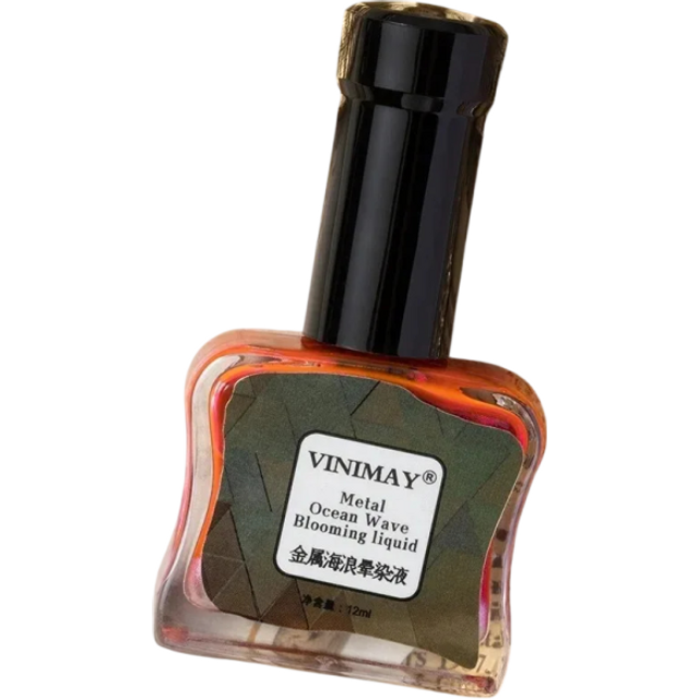 Metaliczny lak blooming do paznokci z efektem marmuru 12ml ocean wave inkoust do nail artu z metalicznym blaskiem i wzorami designerskimi różowy