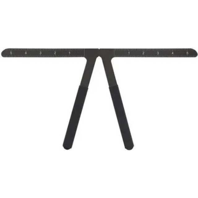 Metalowa miara do brwi 14 × 12 cm Stalowy szablon do precyzyjnego określenia kształtu i symetrii brwi czarny