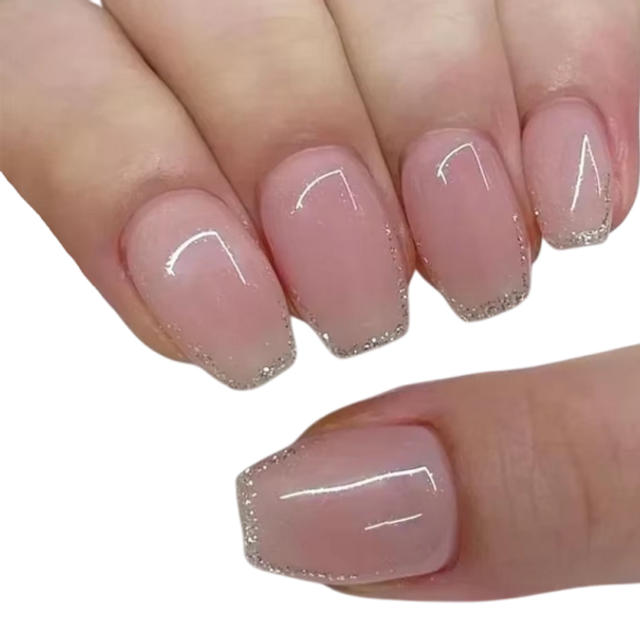 Nalepiane sztuczne paznokcie kwadratowe 24 sztuki Styl francuski z delikatnym błyszczącym wykończeniem Do codziennej i okolicznościowej manicure