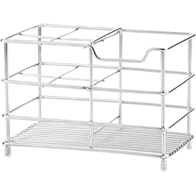Organizator łazienkowy ze stali nierdzewnej 15 x 10,2 cm Wolnostojący stojak z wieloma przegródkami na szczoteczki kosmetyki i pędzle srebrny