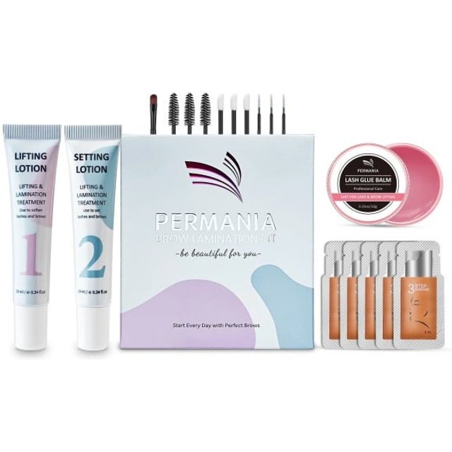 PERMANIA Profesjonalna zestaw do laminacji rzęs i brwi 2x10 ml Zestaw do podkręcania i utrwalania odżywianie rzęs trwała stylizacja