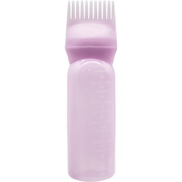 Plastikowa butelka aplikacyjna z grzebieniem 17x4,5 cm Aplikator salonowy do oleju i koloru Profesjonalne artykuły dla fryzjerów i barberów różowy