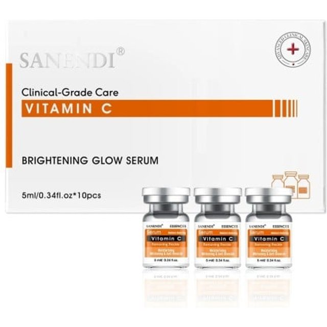 Plećowe serum z witaminem C w ampułkach 10 × 5 ml do rewitalizacji i rozjaśnienia cery, kosmetyczna pielęgnacja skóry w codziennej rutynie