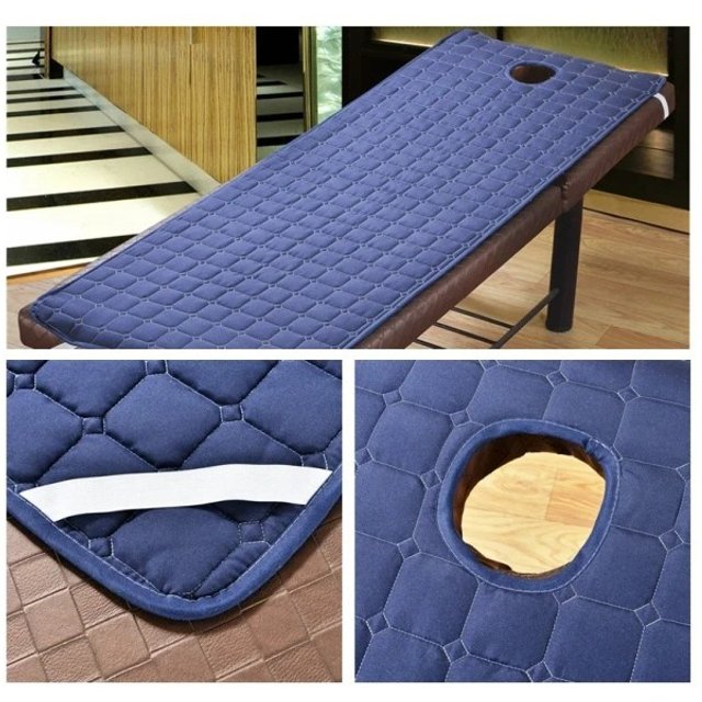 Pokrowiec ochronny na fotel masujący 180x60cm z otworem na twarz Elastyczny pokrowiec higieniczny SPA Kosmetyki Wellness Wygodny niebieski