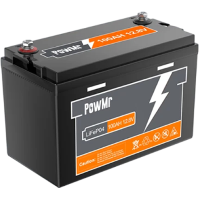 PowMr 12,8 V 150 Ah LiFePO4 Lithium-Akku 1920 Wh POW-150AH-12.8V BMS M8 Pole 6000 Zyklen für Wohnmobile Solarsysteme und Boote