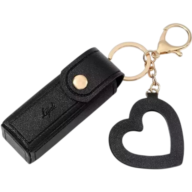 Schlüsselanhänger 9 x 3 cm Lippenstiftetui aus PU-Leder Tragbare Mini-Tasche für Schlüssel Handtasche Elegantes kosmetisches Accessoire schwarz