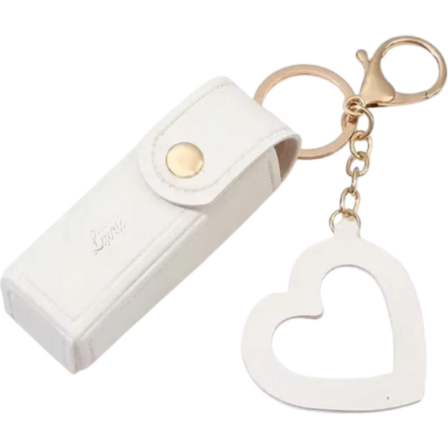Schlüsselanhänger 9 x 3 cm Lippenstiftetui aus PU-Leder Tragbare Mini-Tasche für Schlüssel Handtasche Elegantes kosmetisches Accessoire weiß