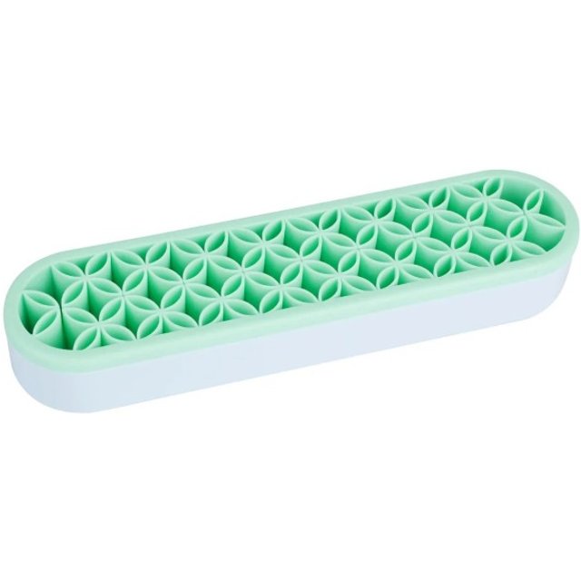 Silikonowy organizer na pędzle 21 × 5 × 3,5 cm myjny uchwyt na kosmetyczne pędzle pęsety i narzędzia do makijażu zielony