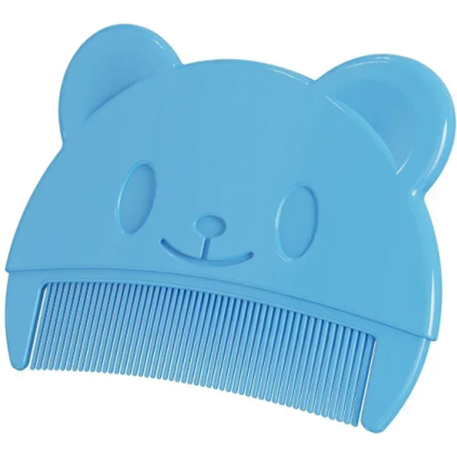 Weicher Kamm für Babys 7,8 x 6 cm mit Teddybär-Motiv Babyhaarpflege Babybürste Sanfter Kamm für Neugeborene blau