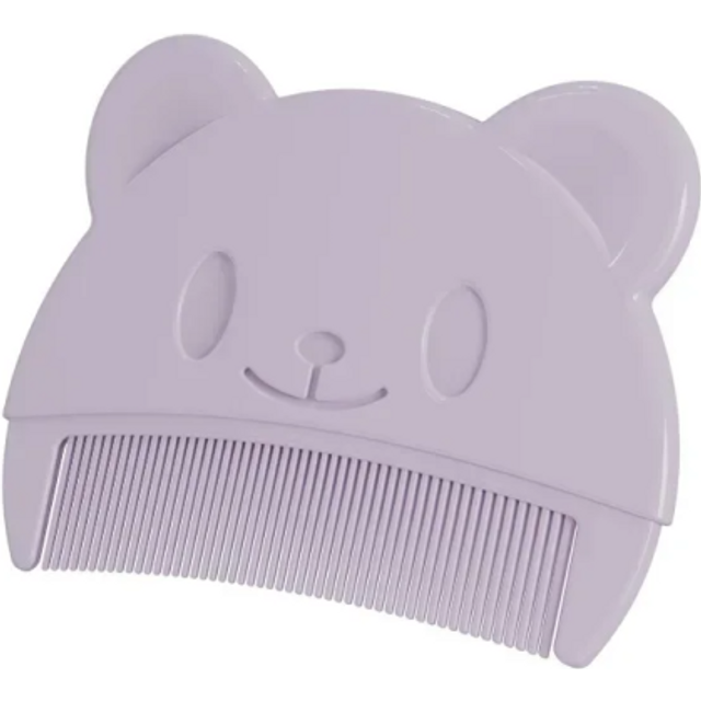 Weicher Kamm für Babys 7,8 x 6 cm mit Teddybär-Motiv Babyhaarpflege Babybürste Sanfter Kamm für Neugeborene lila
