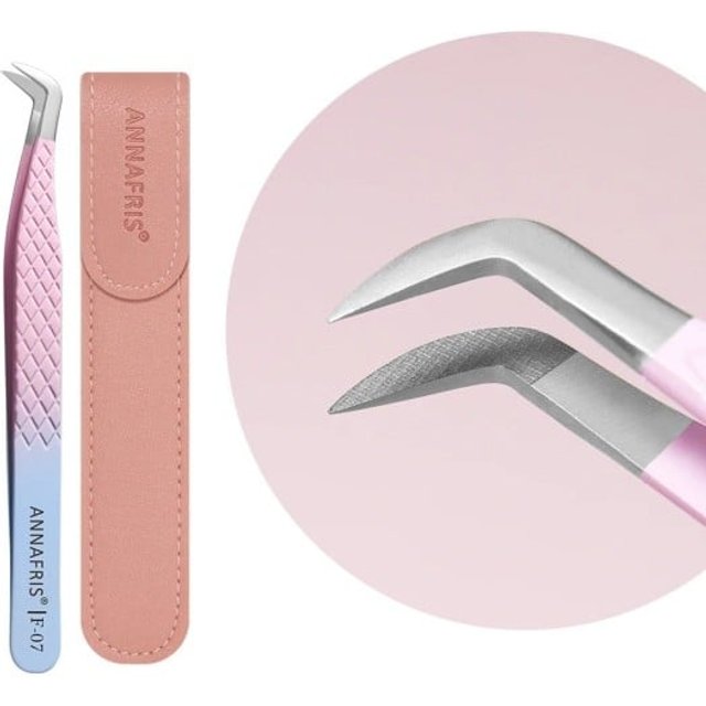 Wimpernzange mit hakenförmig gebogenem Ende 118 mm Edelstahl Faser Spitze Rutschfeste Muster Zum Aufnehmen und Setzen von Fächerwimpern