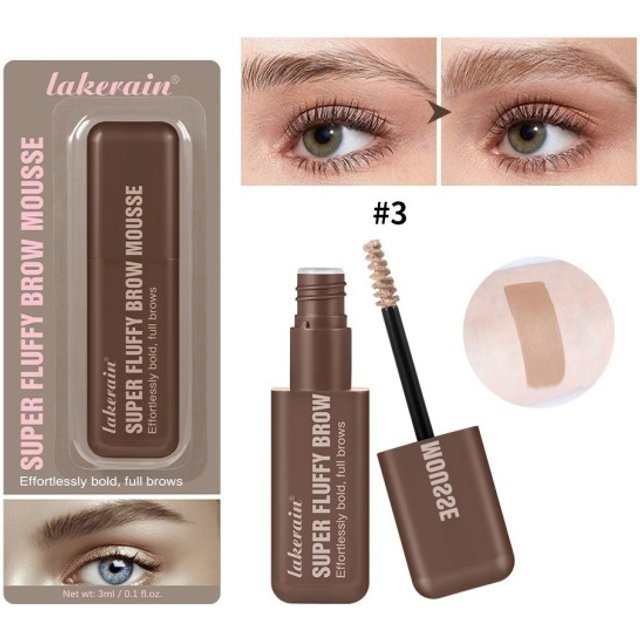 Wodoodporny piankowy krem do brwi 3 ml 8,6 x 2,4 cm ze spiralnym szczoteczką w 6 naturalnych odcieniach dla objętościowych i puszystych brwi 3