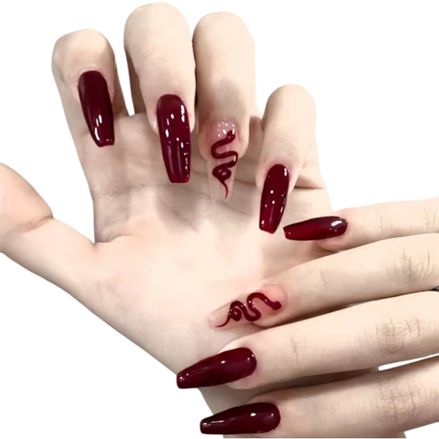 Zestaw wyrazowych 24 sztuk sztucznych paznokci w kształcie coffin średnia długość akrylowe tipsy na ręce dla odważnej manicure