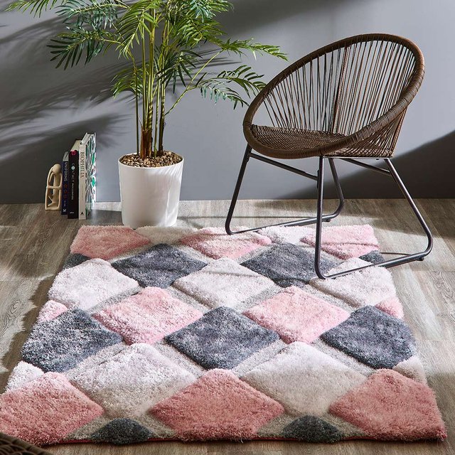 Origins 3D GEO Shaggy Blush Rug