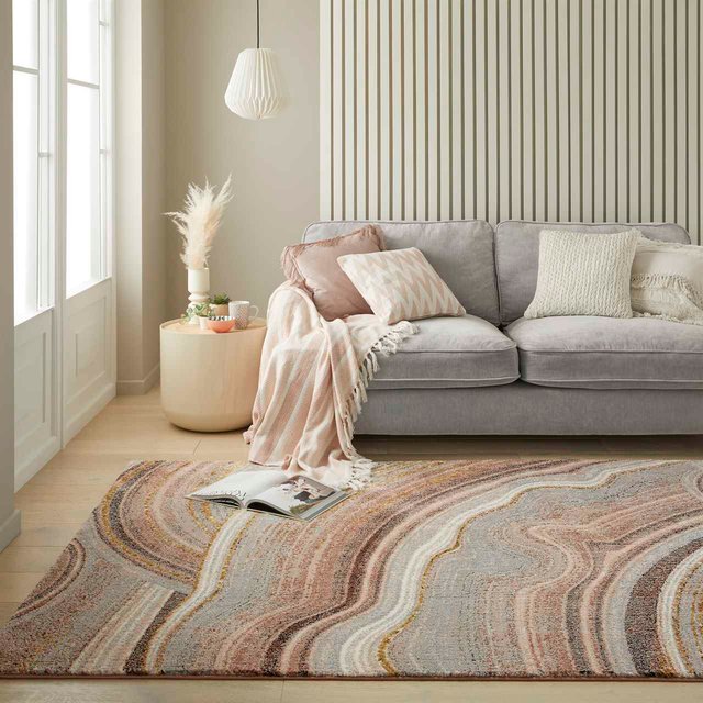 Amara Soft Stylish Abstract Rug Blush Pink Grey