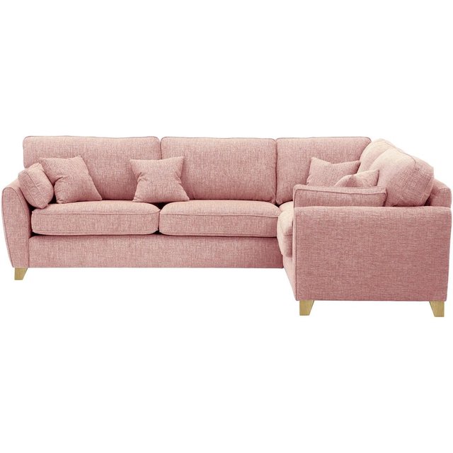 James Large Right Corner Sofa, blush pink, Leg colour: wax black