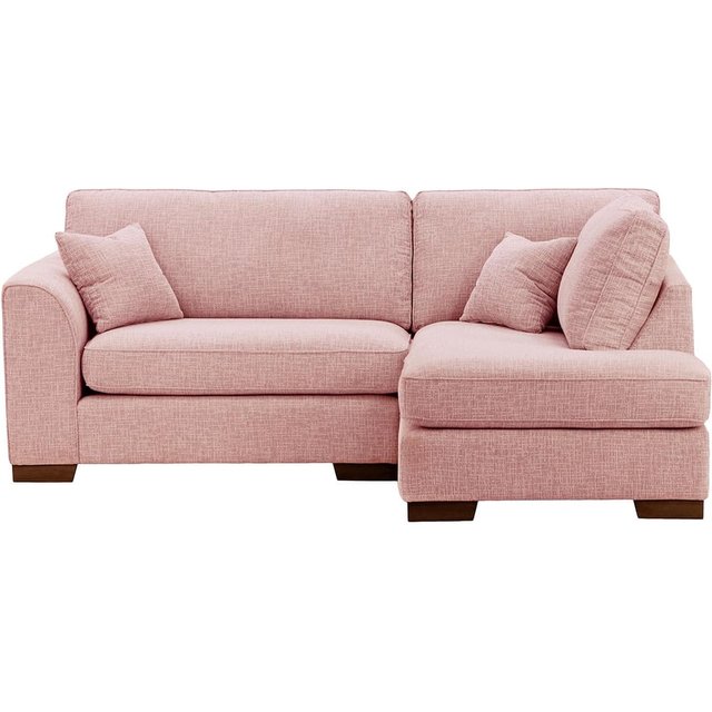 Avos Right Hand Corner Sofa, blush pink, Leg colour: dark oak