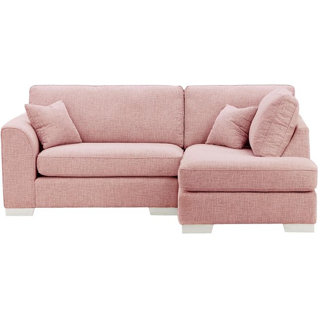 Avos Right Hand Corner Sofa, blush pink, Leg colour: white