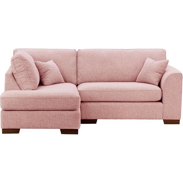 Avos Left Hand Corner Sofa, blush pink, Leg colour: dark oak