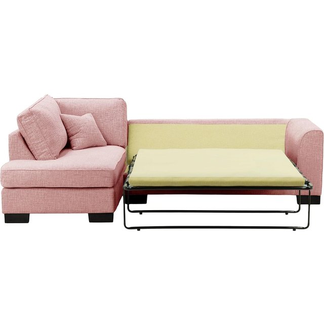 Avos Left Hand Corner Sofa Bed, blush pink, Leg colour: black