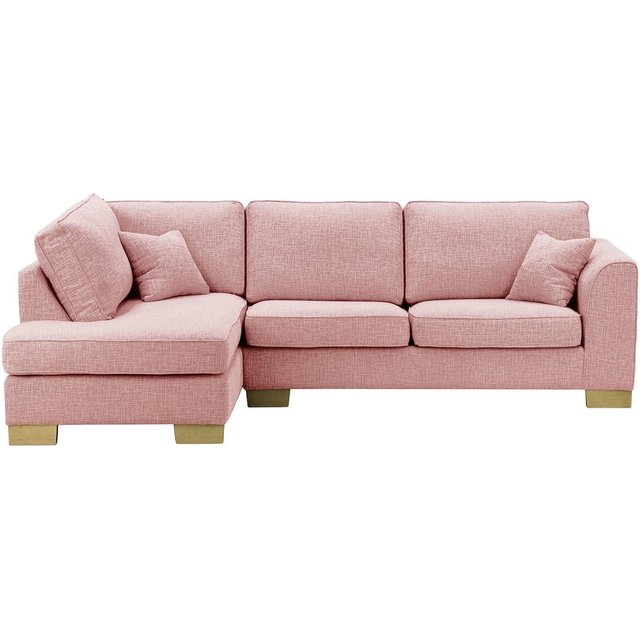 Avos Large Left Hand Corner Sofa, blush pink, Leg colour: wax black