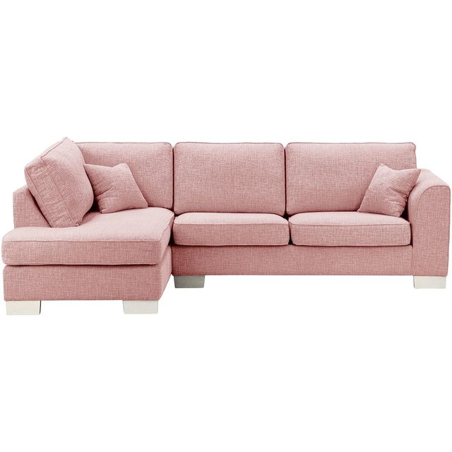Avos Large Left Hand Corner Sofa, blush pink, Leg colour: white